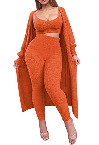 Fixmatti Women Fuzzy Fleece 3 Piece Lounge Set...