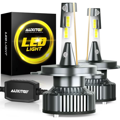 AUXITO H4/9003/HB2 LED Bulbs 900% Brightness 6500K Cool White CSP Chips 9003 Fog Lamps Replacement Play and Plug Pack of 2