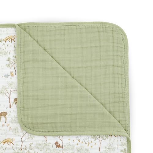 Image of Little Unicorn Muslin Quilt Blanket | 100% Cotton Soft Multi-Layered Muslin Fabric | Toddler & Baby Blanket | 47 inchx47 inch | for Nursery, Crib, Shower Gifts (Woodland Friends)