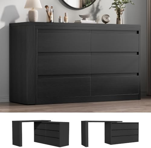 Jocoevol 6 Drawer Double Dresser for Bedroom, L Shaped Modern Sim...