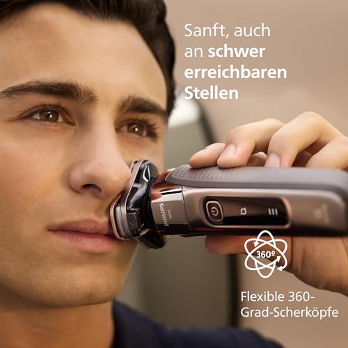 Philips Rasierer i9000, Elektrischer Nass-und Trockenrasierer für Herren mit integriertem Trimmer, dunkelgrau, Reinigungsstaion… – Ansicht 4