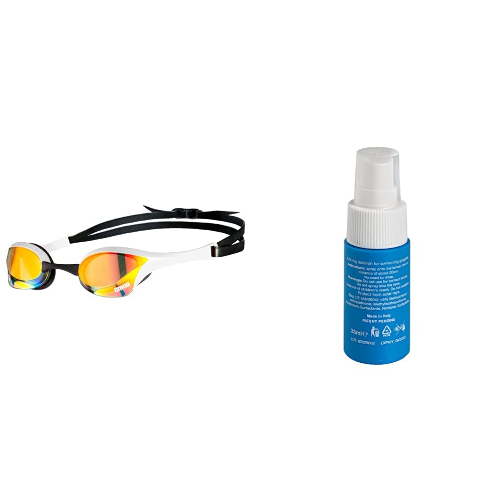 ARENA Unisex – Erwachsene Cobra Ultra Swipe Mr (Yell-White) Swim Goggles, Mehrfarbig, 1 & Anti-Fog Spray für Schwimmbrillen (Kein Beschlagen, 150 Anwendungen), Transparent (100), One Size