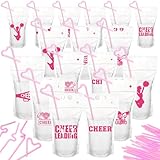 Willinglong 24 Pcs Cheerleading Drink Pouches with Straws Cheerleading Party Supplies Favors Drink Pouches with Straws for Cheer Team Party