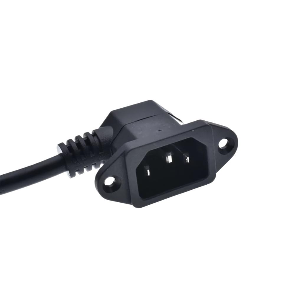 Hongpan Przedłużacz IEC320 C14 do C13, C14 z otworami do śrub kątowych i C13 lewy kąt krótki, długość 30 cm/60 cm