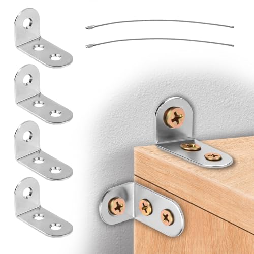 2 Sets Furniture Anchors Anti-Tip Furniture Anchors Stainless Steel Furniture Wall Anchor Falling Prevention Furniture Anchors for Baby Proofing