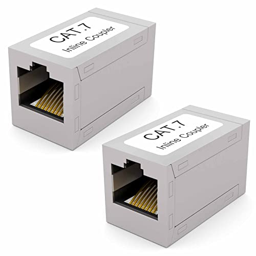 HB-DIGITAL 2x RJ45 LAN Kupplung CAT 7 Ethernet Netzwerk Verbinder Kabel Verlängerung für Netzwerkkabel, Patchkabel Adapter bis zu 10-Gigabit geschirmtes Doppelbuchse