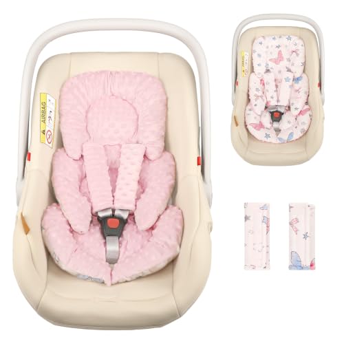 Image of GFU Infant Car Seat Insert Head and Body Support with Strap Pads Pink Star