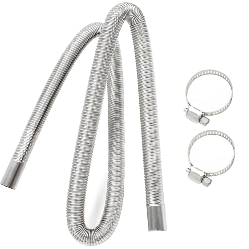 Suevut Manguera de Escape Flexible de Acero Inoxidable 1M para Coche y Generadores, Ubo de Drenaje de Piso para Calefacción Diésel con 2 Abrazaderas de Acero Inoxidable Sistema de Calefacción