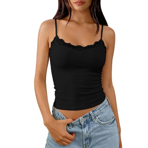 Haut pour femme avec soutien-gorge intégré en tissu double couche et dentelle élégante