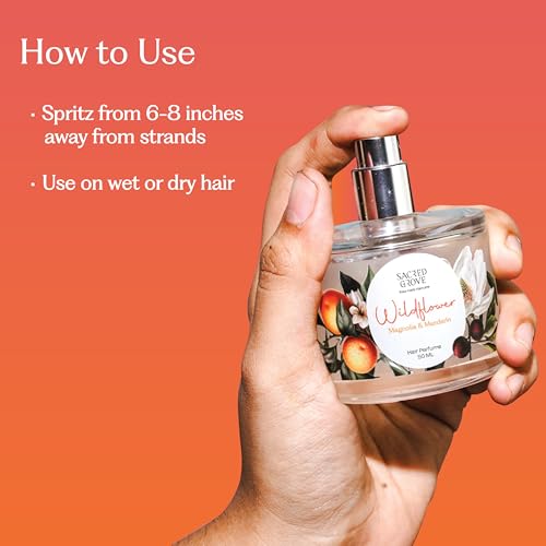 Image of Sacred Grove Hair Perfume for Women | Wildflower Hair Mist with Aloe Vera & Rosemary Water | Water-Based & Alcohol-Free Hair Spray | Long-Lasting Floral Fragrance | Unisex Hair Perfume, 50ml