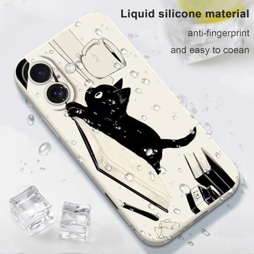 Coque iPhone 16 silicone ultra fine doublure microfibre chat blanc