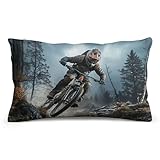 LYHVSFJW Throw Pillow Cover Soft Plush Mountain Bike Tournament Throw Pillow Case 8'x12' Premium Cushion for Farmhouse Outdoor Modern Boho Pillow Covers