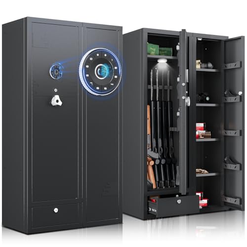 15-20 Gun Safe,Large Gun Safes for Home Rifle and Pistols,Rifle Safe,Gun Cabinets for Rifles and Shotguns,Gun Cabinets,Gun Safes & Cabinets with Drawer,3 Gun Mount,Handgun Pockets and Removable Shelf