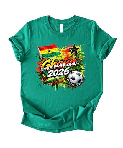 Daytee Ghana 2026 Soccer Fan T-Shirt Football Graphic Tee for Adults Green Sports Shirt Sizes S-3XL (US Alpha Large Regular Regular Green)