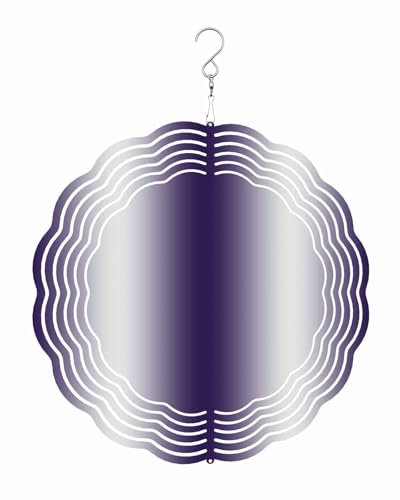 Gradient Wind Spinners, Purple White Hanging Wind Spinners for Yard and Garden 3D Stainless Steel Metal Sculptures Crafts Ornaments 12 Inch