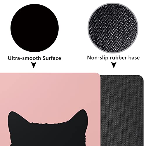Huocairen Cute Kitten Mouse Pad, Cat Mouse Pad For Kids Girls, Pink Kawai Mouse Pad, Anti-Slip Rubber Mousepad For Computer & Laptop, 9.5X7.9 Inch, Black Cat #TOP2