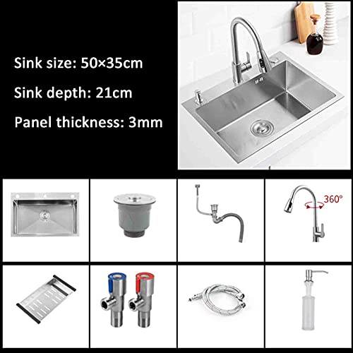Évier de cuisine 20 x 14 acier inoxydable bac encastrable avec accessoires