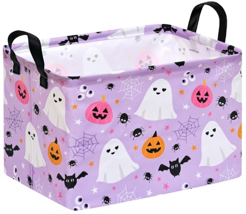 Image of Halloween Storage Basket Home Shelf Basket Rectangle Organizer Box Clothes Laundry Hamper Nursery Bin Gift Laundry Basket with Handles