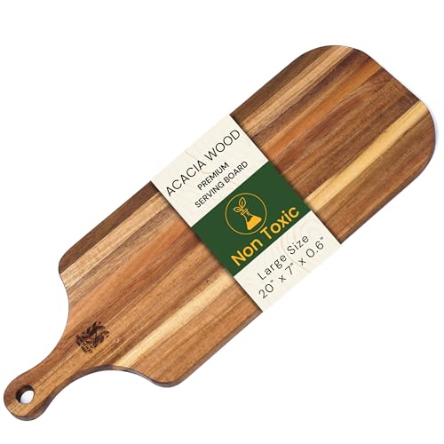 Tabla de cortar rectangular de madera Acacia con mango miniatura 1