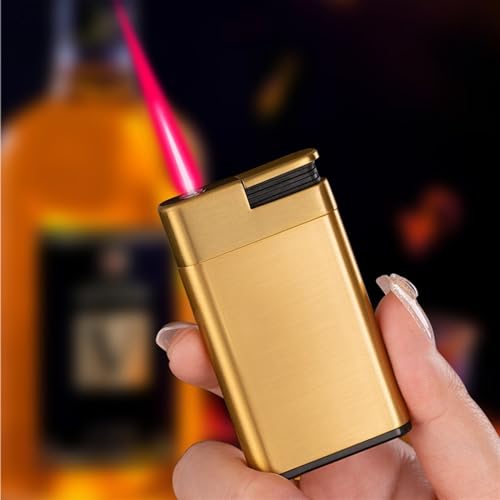 Encendedor metálico rojo ultrafino con llama a prueba de viento miniatura 5