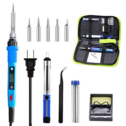 Soldering Iron Kit for Electronics,Olerqzer 80W 110V Digital LCD Solder Gun Adjustable Temperature Welding Tool 356-896℉( 180-480℃) with ON-Off Switch, 11-in 1 Solder Kit, Thermostatic Design