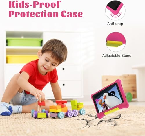 Freeski 7 Zoll Tablet für Kinder mit Android 13, 5GB RAM, 32GB Speicher, Schutzhülle