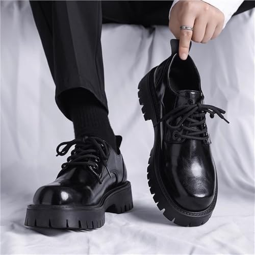 Oxford Lace Up Shoes Men's Leather Platform Heightening Soft Bottom Casual Round Toe Non Slip for Formal Business Wedding4