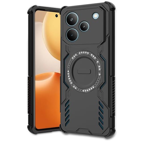 Image of AESTMO Back Case Cover for Realme P4 5G | Magnetic Case with Built-in Metal Ring | Compatible with MagSafe Accessories | Shockproof Hybrid (PC + TPU, Black)