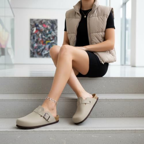 Image of CUSHIONAIRE Hana Womens Clogs | Comfortable Vegan Suede Clogs for Women | Slip On Potato Shoes with Cork Footbed & Arch Support | Memory Foam, Wide Widths Available