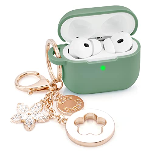 Image of Case for Airpods Pro 1st 2nd Generation - VISOOM Airpods Pro 1 /2 Cases Cover Women Silicone iPod Pro 2 Earbuds Wireless Charging Case Girl Bling Keychain for Apple Airpod Gen Pro 2