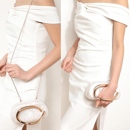 Image of Acrylic Clutch Purse for Women Marbling Evening Wedding Handbags Acrylic Shell Box Purses for Party Prom Cocktail