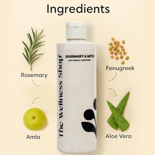Image of The Wellness Shop Rosemary & Methi Hair Conditioner 200ml - Strengthening & Anti-Hair Fall Formula - Sulfate & Paraben Free - All Hair Types - Deep Conditioning & Scalp Nourishment, Men & Women