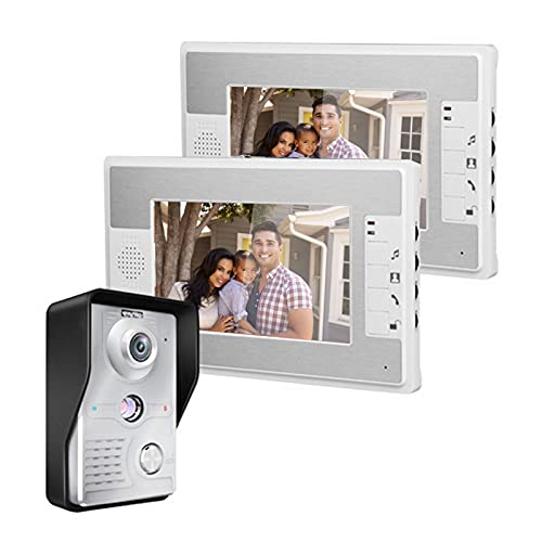 Apartment Video Intercom System, Wired 7 Inches Monitor Video Door Phone Kit, 2 Household Apartment Video Doorbell, Support Monitoring, Dual Way Door Intercom, Night Vision, 1 PCS Camera 2 PCS Screen