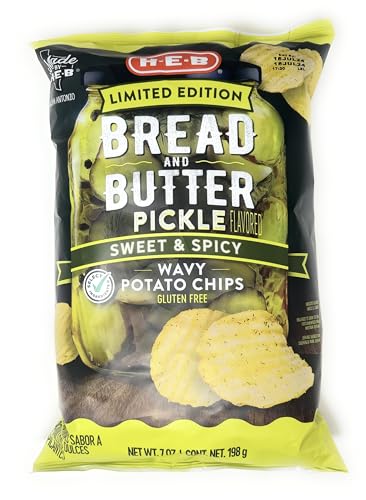 HEB H‑E‑B Wavy Potato Chips – Bread & Butter Pickle 7oz - 1 bag