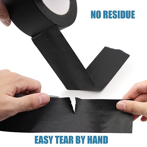 Image of Black Masking Tape, 2 Inch x 55 Yards, for Wall Painting | Multi-Purpose for Painting, Building, Labeling, Edge Finishing & DIY Projects