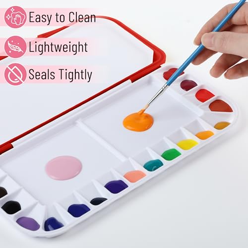 Image of Mr. Pen- Airtight Watercolor Palette with Lid, 18 Wells & 2 Mixing Areas | Lightweight Sealing Paint Palette for Travel, Painting, Watercolor Mixing, Art Class and Studio Use