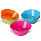 Plaskidy Kids Plastic Bowls - Includes 8 Toddler Bowls - in Fun Bright Colors - Dishwasher & Microwave Safe Bowls - BPA Free - 15 Oz for Snack/Cereal/Soup/Bowls Great for Toddlers and Kids