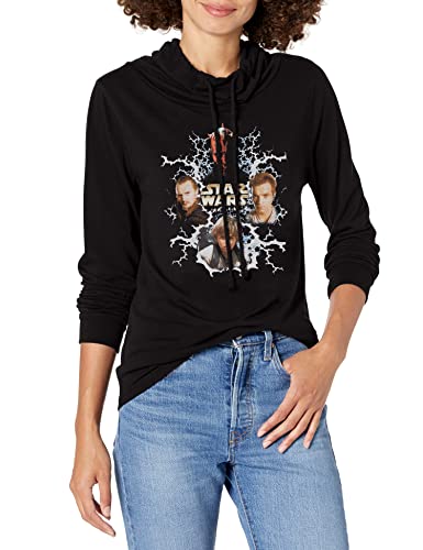 Top Star Wars de mujer cuello desbocado camiseta negra manga larga
