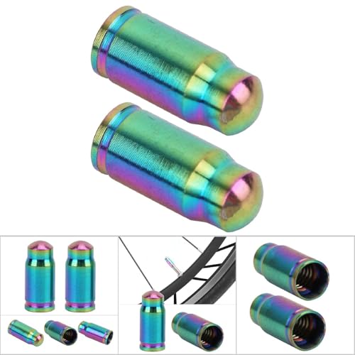 2 Pcs Tapón de válvula Titanio para Bicicleta miniatura 4