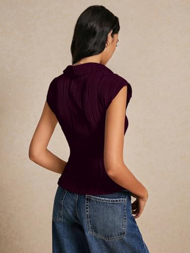 Image of GRECIILOOKS Korean Tees for Women | Tops for Woman | Collared Casual Summer Tops for Women Western | Knitted Top Button-Up Short Sleeve Crop Top |Summer Stylish Texture Korean Knit Tee