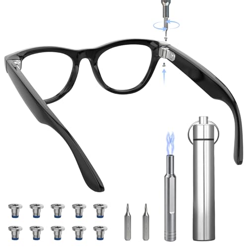 Screwdriver & Screw Kit Compatible with Ray-Ban Meta Smart Glasses Wayfarer Skyler Headliner Display Gen 1 Gen 2 & Oakley Meta HSTN, Magnetic Eyeglass Temple Repair Tool Set with 10 Screws, Metal Case
