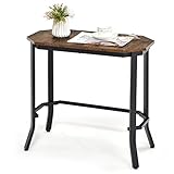 COSTWAY Konsolentisch Industriell, Schmaler Beistelltisch, Sofatisch Metallgestell, Flurtisch Dekotisch, Couchtisch Vintage, Nachttisch für Flur & Wohnzimmer & Eingang, Rustikales Braun