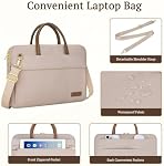 RAINYEAR 14 Inch/15.6 Inch Laptop Bag for Women, Protective Waterproof Large Capacity Computer Shoulder Bag with Handle