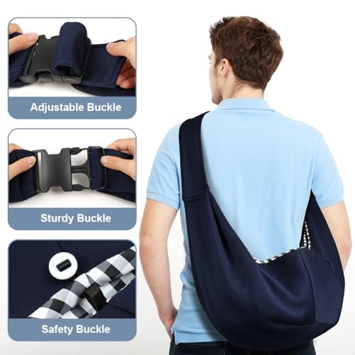 Adiwo Hundetragetasche Welpen, Wendbarer Transporttasche für Hunde und andere Haustiere bis 7.5 kg Tragetuch Hund Verstellbar Sicherer Tragegurt für Kleine Hunde für Spaziergänge im Freien Blau