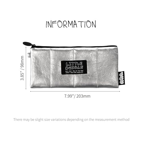 Image of Monolike Little Doodle Cushion Pencil Case, Silver - Pencil Pouch, Portable Pencil Bag, Pencil Case, Office Pouch case, Cushion, Soft, achromatic color