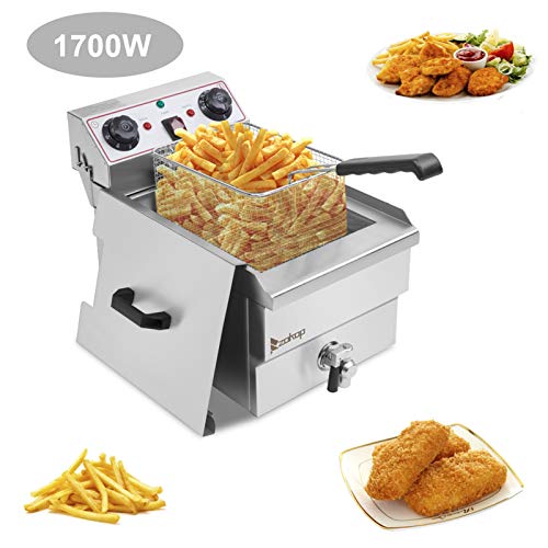 Wechef 11.8L Electric Countertop Deep Fryer 1700W Stainless Steel Faucet Single Tank Drain Commercial Basket French Fry Restaurant #TOP1