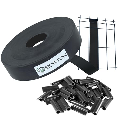 Sorton Kit Lamelle Occultante PVC Rouleau Bande Occultant Brise Vue Grillage Rigide Occultant Cache Cloture en Panneau Rigide pour Jardin 46MM x 70M+100CLIPS...