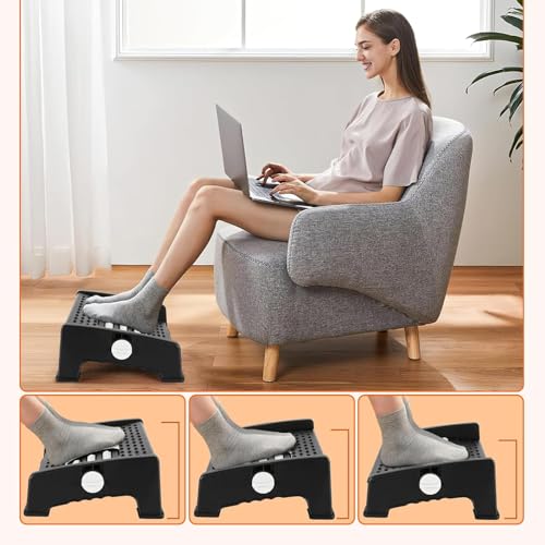 Image of Lucario Foot Rest,Adjustable Angle & 3 Different Height Positions Foot Rest Under Desk At Work, Foot Stool Under Office Desk. Footrest Foot Massage Roller, Chair Footrest Leg Rest(Lk-001)