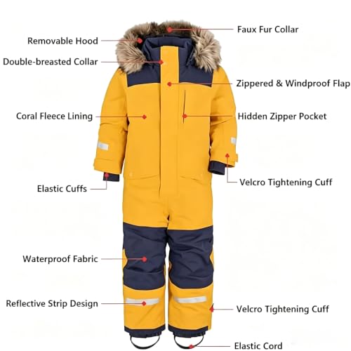 TERGHTP Kids Snow Suit Waterproof Insulated Outdoor One Piece Snowsuit - image 6