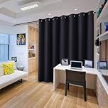 PONY DANCE Extra Wide Long Eyelet Blackout Curtain and Thermal Insulated Room Divider Curtains & Drapes for Bedroom 120 x 96 Inch Energy Saving Privacy Panel for Hotel, 1 Piece, Black